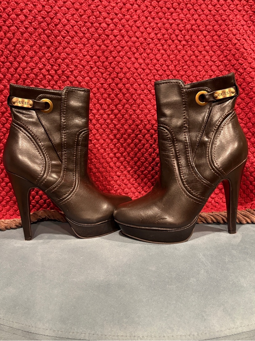 GUESS Brown Platform Stiletto Ankle Boots